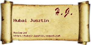Hubai Jusztin névjegykártya